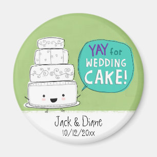 Aimant Vive le gâteau de mariage ! Personnalisable