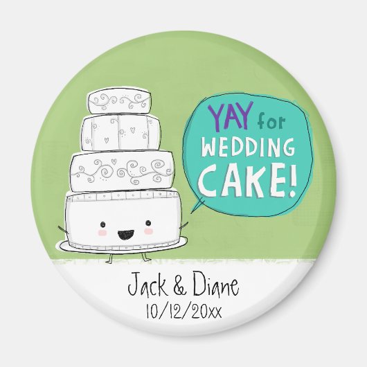 Aimant Vive le gâteau de mariage ! Personnalisable (Devant)