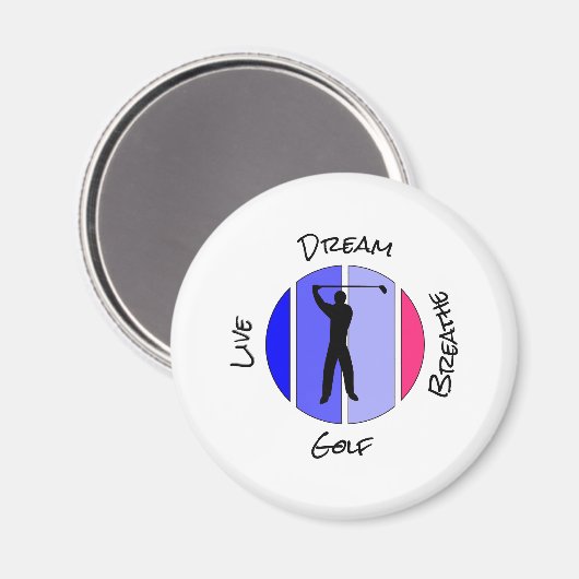 Aimant Vivez, rêvez, respirez golf (Recto/Verso)