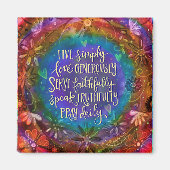 Aimant Vivez Simplement Citer Jolie Inspiribilité Florale (Devant)