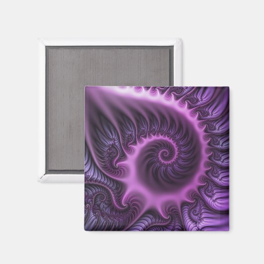 Aimant Vivid Cool Abstrait rose violet Fractal Art Spiral (Recto/Verso)