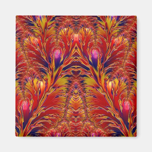 Aimant Vivid Rouge Bleu Jaune Motif fractal ~ (Devant)