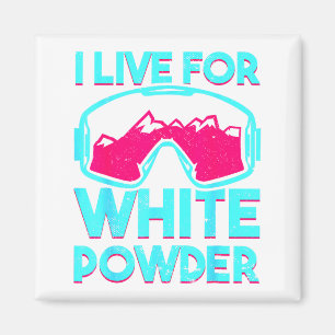 Aimant Vivre pour la poudre blanche avec un snowboard vin