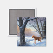 Aimant Vizla Qu'il neige Noël (Recto/Verso)