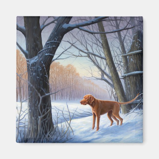 Aimant Vizla Qu'il neige Noël (Devant)