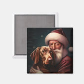 Aimant Vizsla avec Noël Festif du Père Noël (Recto/Verso)
