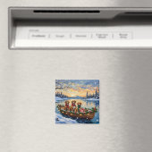 Aimant Vizsla Christmas Boat Holiday (In Situ (Lave-vaisselle))