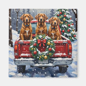 Aimant Vizsla Christmas Red Truck Holiday (Devant)