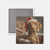 Aimant Vizsla de Noël Fête (Recto/Verso)