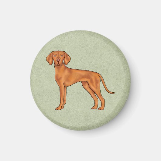 Aimant Vizsla Hongroise mignonne Pointeur de dessin vert  (Devant)