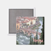 Aimant VNT085 VERONA, Pont Romain, Vérone, Italie, Frigo (Recto/Verso)