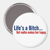 Aimant Vodka rend la vie heureuse (Recto/Verso)