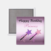 Aimant Vœux d'anniversaire de princesse (Recto/Verso)