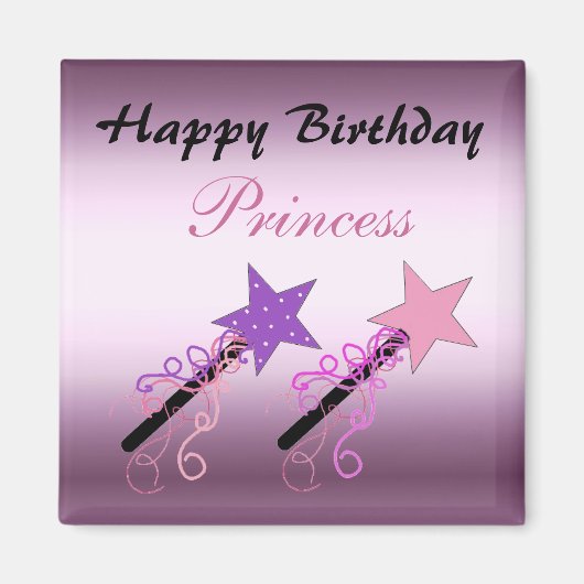 Aimant Vœux d'anniversaire de princesse (Devant)