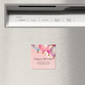 Aimant Vœux d'anniversaire rose (In Situ (Lave-vaisselle))