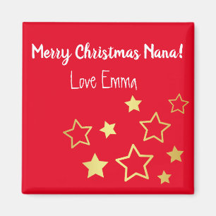 Aimant Voeux De Noël Pour Nana Avec Étoiles D'Or