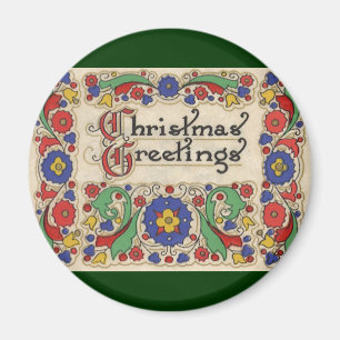 Aimant Voeux de Noël Vintage avec bordure décorative