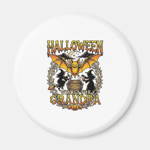 Aimant Vœux Halloween Grand-Père Chauve-Souris Chaudron d