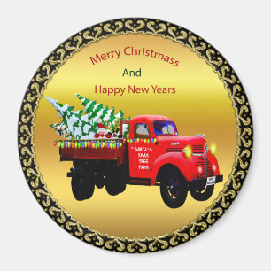 Aimant Voici Père Noël arbre de Noël camion de ferme