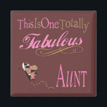 Aimant Voici Une Tante Rose Totalement Fabuleuse<br><div class="desc">Fabuleux papillon Tante idées cadeaux dans de jolies couleurs pastel de violet, blanc, rose et marron. Cadeaux d'anniversaire, de fête ou d'occasion spéciale pour les Aunts. Mots clés : "pastel blanc violet rose", "cadeaux papillon pour les tantes", "mignonne meilleure tante jamais", "cette tante tout à fait fabuleuse", "nouvelle tante à...</div>