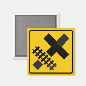 Aimant Voie ferrée Parallèles Main Road à Crossroad Sign (Recto/Verso)