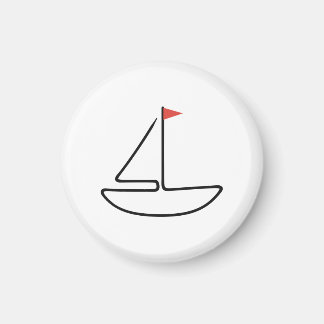 Aimant Voilier minimaliste dessiné d'un seul trait avec d