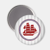 Aimant Voilier rouge nautique et rayures grises (Recto/Verso)