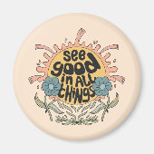 Aimant Voir le bon dans toutes les choses Hippie Graphic (Devant)