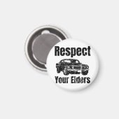 Aimant Voiture amusante - Respect Vintage Vos Aînés Class (Recto/Verso)
