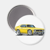 Aimant Voiture Chevy Nova Yellow (Recto/Verso)
