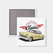 Aimant Voiture classique jaune (Recto/Verso)