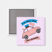 Aimant Voiture classique rose (Recto/Verso)