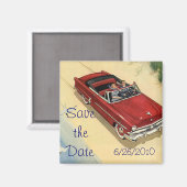 Aimant Voiture convertible rouge vintage sur des (Recto/Verso)