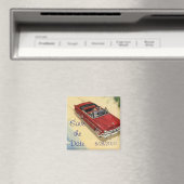 Aimant Voiture convertible rouge vintage sur des (In Situ (Lave-vaisselle))