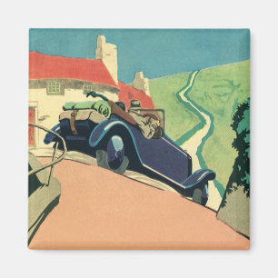 Aimant Voiture convertible vintage voyage dans le pays