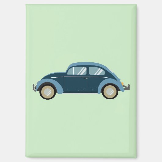 Aimant voiture cool bleu rétro avec des menottes (Recto)