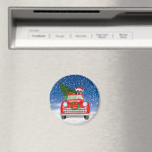 Aimant Voiture de conduite de chien de Boston en neige No (In Situ (Lave-vaisselle))