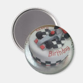 Aimant voiture de course bon anniversaire (Recto/Verso)
