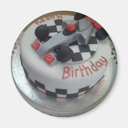 Aimant voiture de course bon anniversaire (Devant)