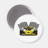 AIMANT VOITURE DE COURSE JAUNE (Recto/Verso)