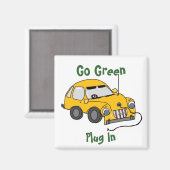 Aimant Voiture Électrique Jaune Drôle (Recto/Verso)
