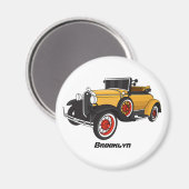 Aimant Voiture jaune classique 1931 (Recto/Verso)