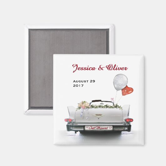 Aimant Voiture Oldtimer Mariée (Recto/Verso)