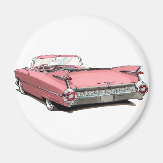 Aimant Voiture rose Cadillac 1959 (Devant)