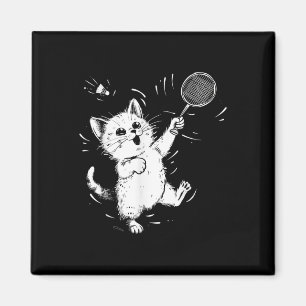 Aimant Volant de badminton drôle de chat mignon joueur de