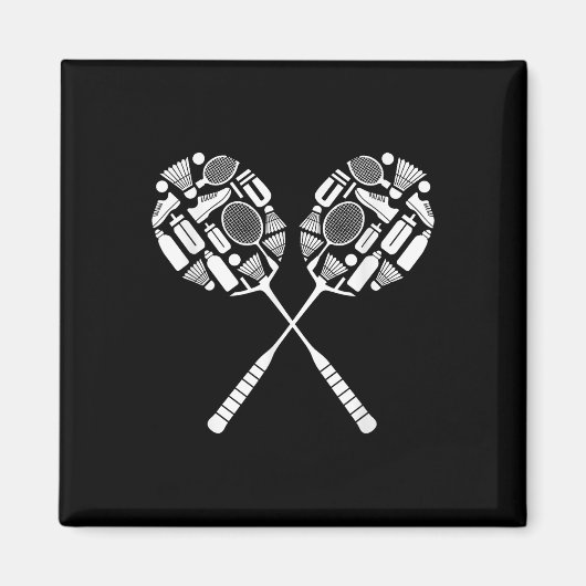 Aimant Volant de badminton Racket Équipement Icon Silhoue (Devant)