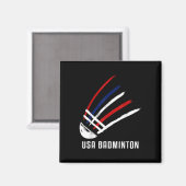 Aimant Volant de Badminton Usa Rouge Blanc Bleu  (Recto/Verso)