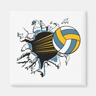 Aimant volley-ball à travers le bleu et l'or