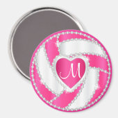 Aimant Volley-ball Monogram White et Hot Pink Diamond (Recto/Verso)