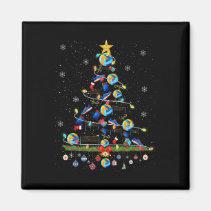 Aimant Volley-ball Noël Lumières Arbre Funky Xmas Sports